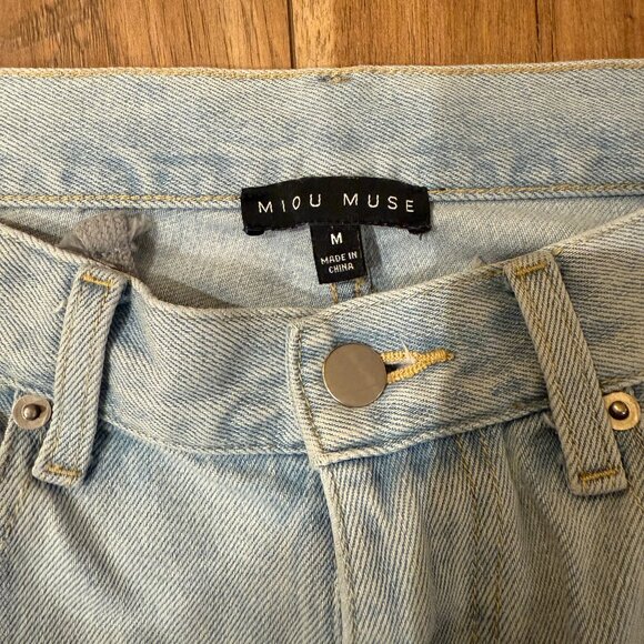 Miou Muse Wide Leg Jean Light Wash Size M - Picture 3 of 6